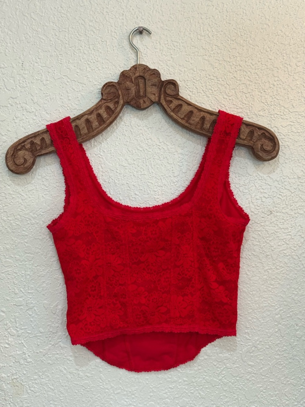 PINK Victoria's Secret Red Floral Lace Tank Top - Picture 6 of 7